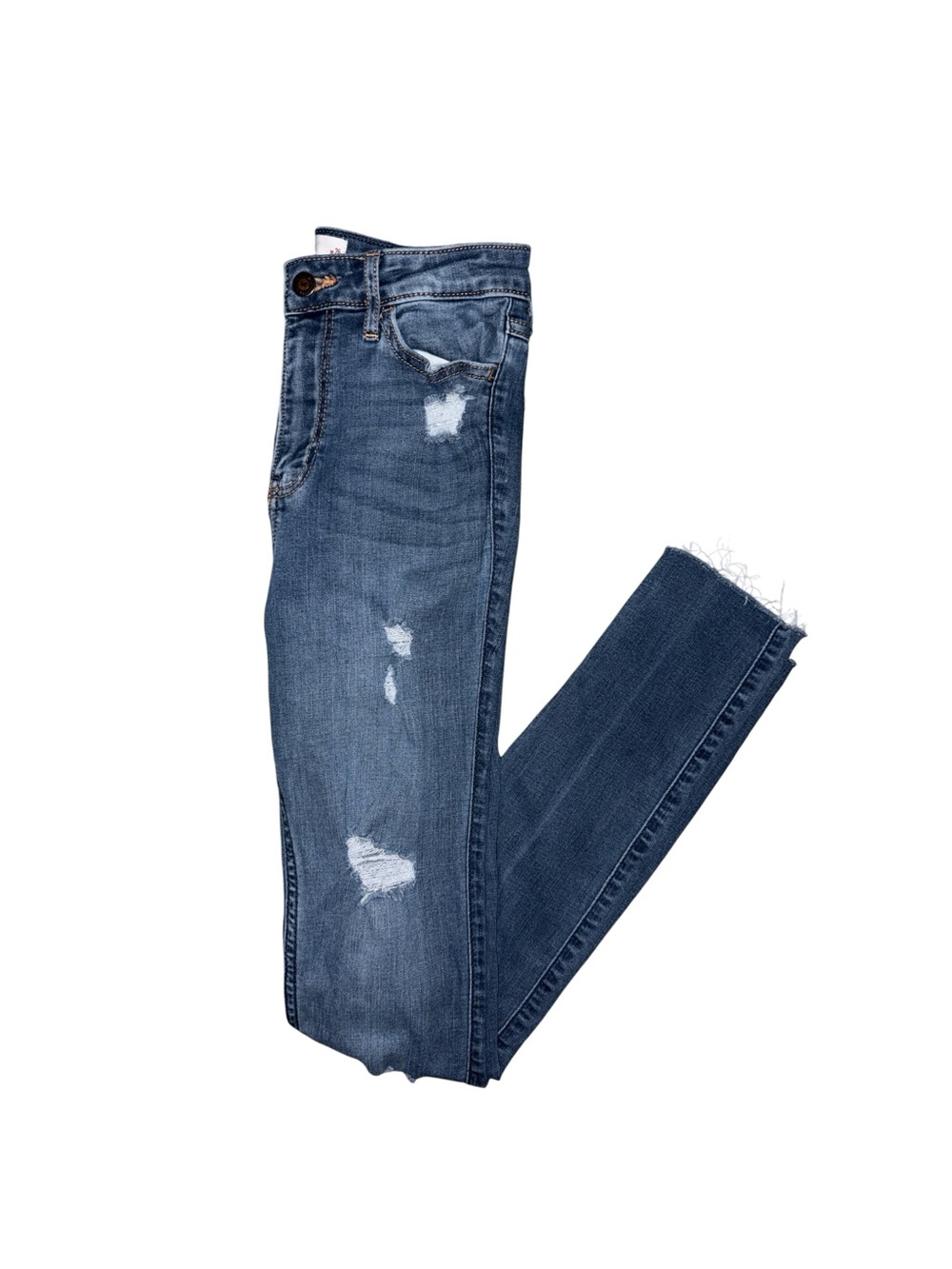 Hollister Distressed High-rise Super Skinny Jeans in Blue Wash